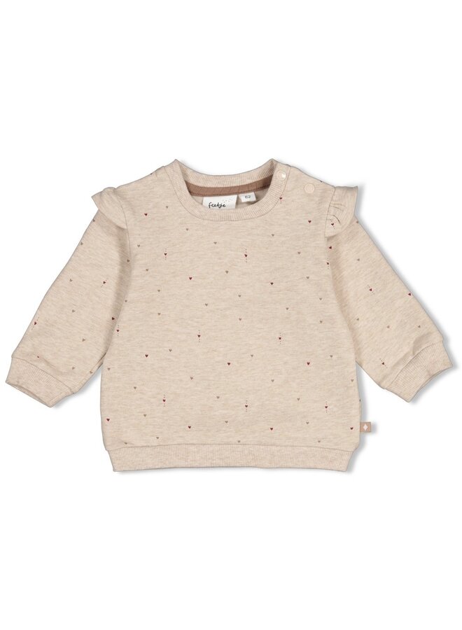 Sweater AOP relaxed fit - My little love - Taupe melange