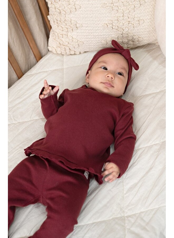 Feetje - Longsleeve pointelle rib - My little love - Bordeaux