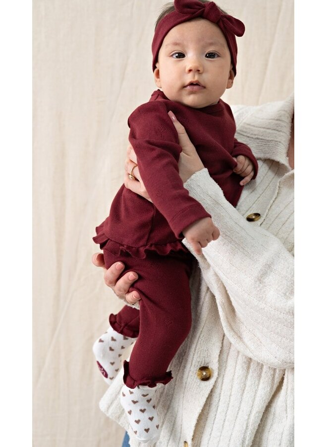 Feetje - Longsleeve pointelle rib - My little love - Bordeaux