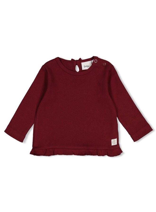 Feetje - Longsleeve pointelle rib - My little love - Bordeaux