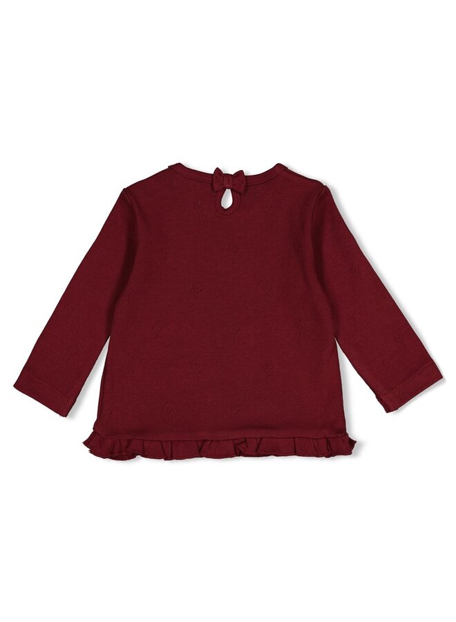 Feetje - Longsleeve pointelle rib - My little love - Bordeaux