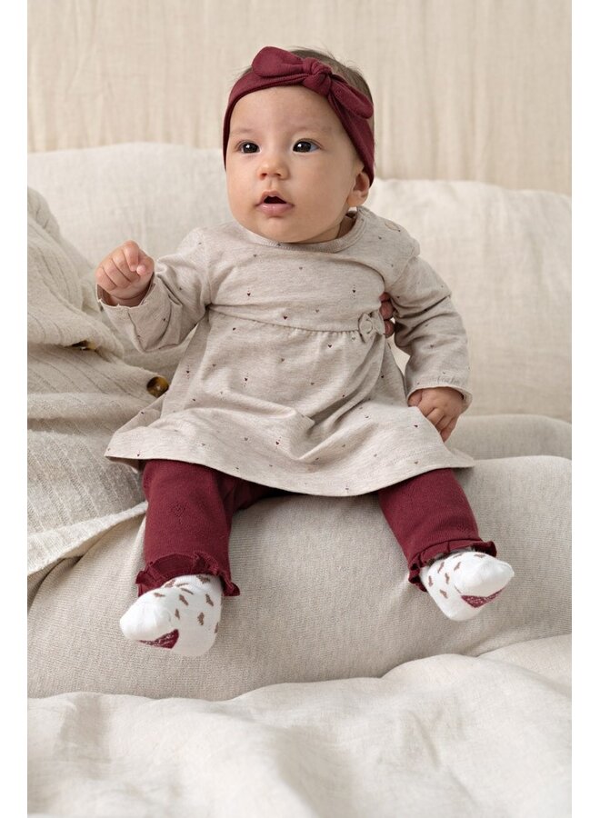 Feetje - Jurk AOP - My little love - Taupe melange