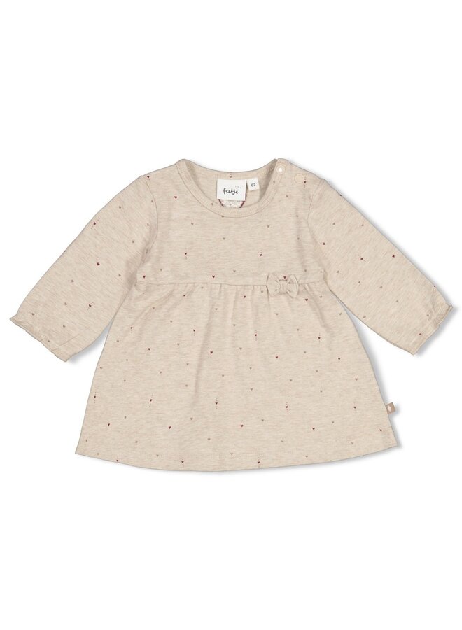 Feetje - Jurk AOP - My little love - Taupe melange
