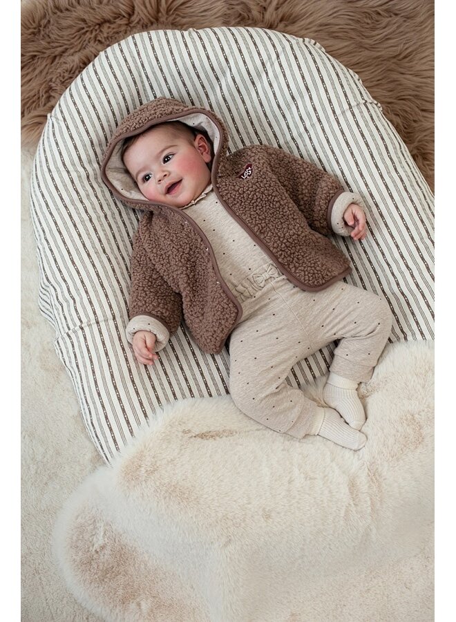 Feetje - Romper AOP - My little love - Taupe melange