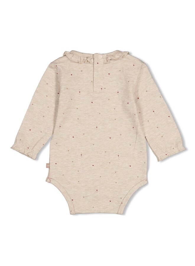 Feetje - Romper AOP - My little love - Taupe melange
