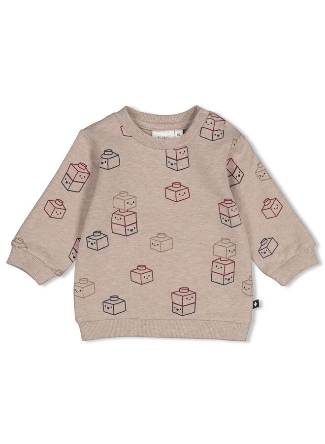 Feetje - Sweater AOP - Built for fun - Taupe melange
