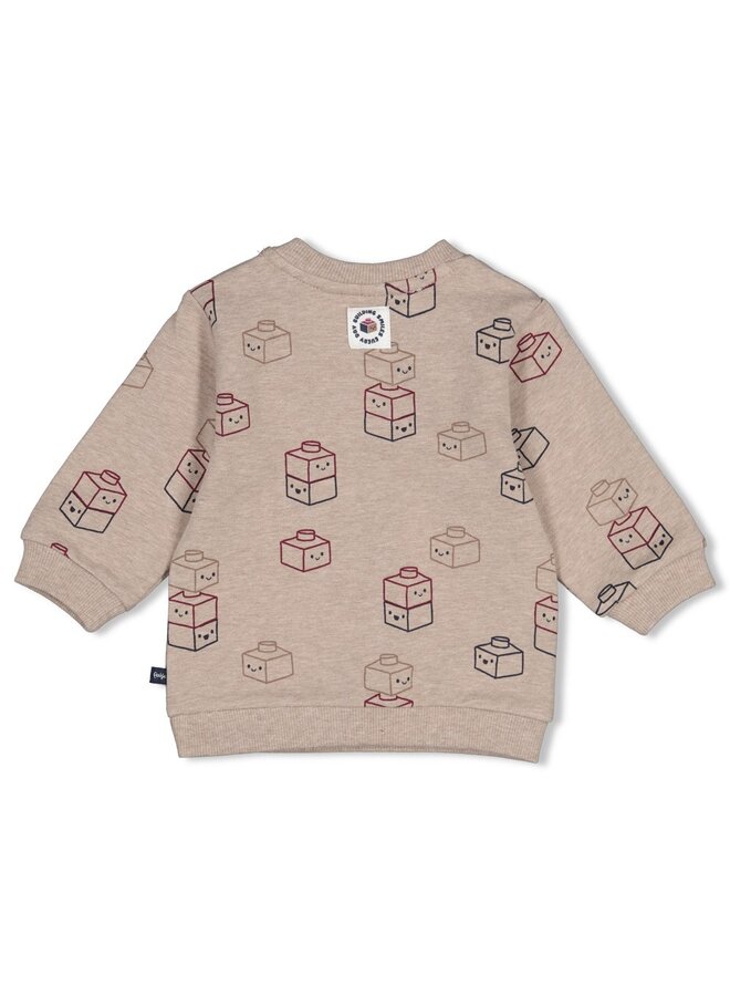 Feetje - Sweater AOP - Built for fun - Taupe melange