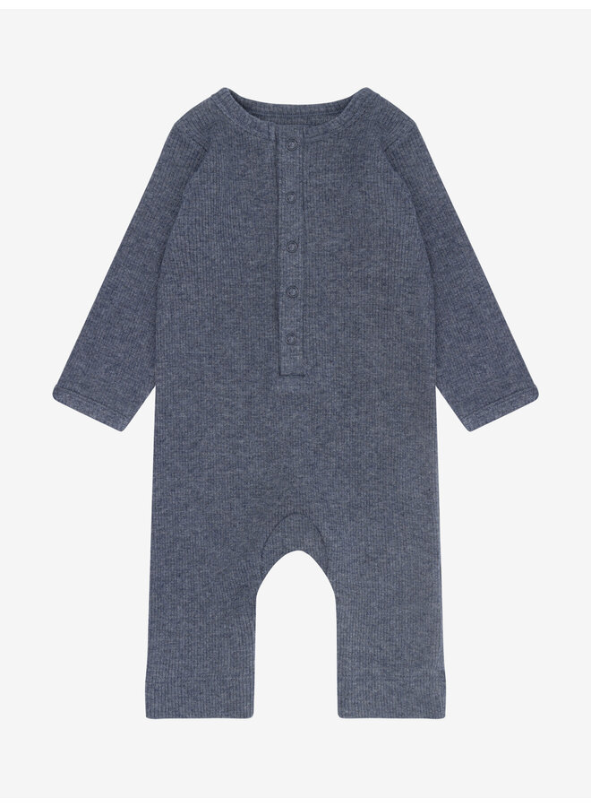 Romper ls melange rib - Vintage indigo melange