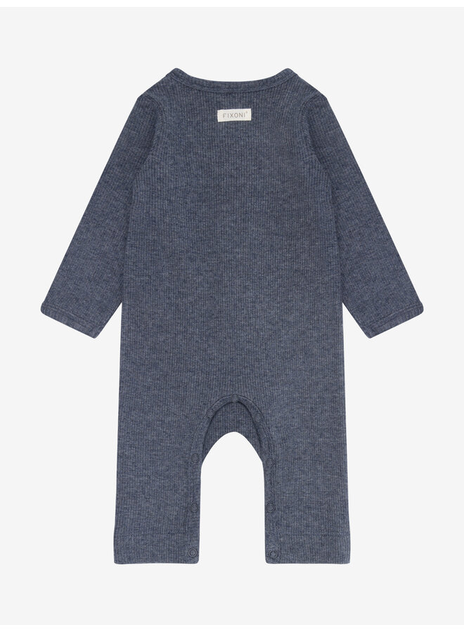 Romper ls melange rib - Vintage indigo melange