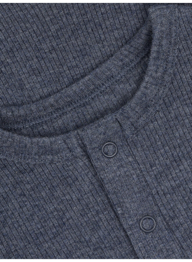 Romper ls melange rib - Vintage indigo melange