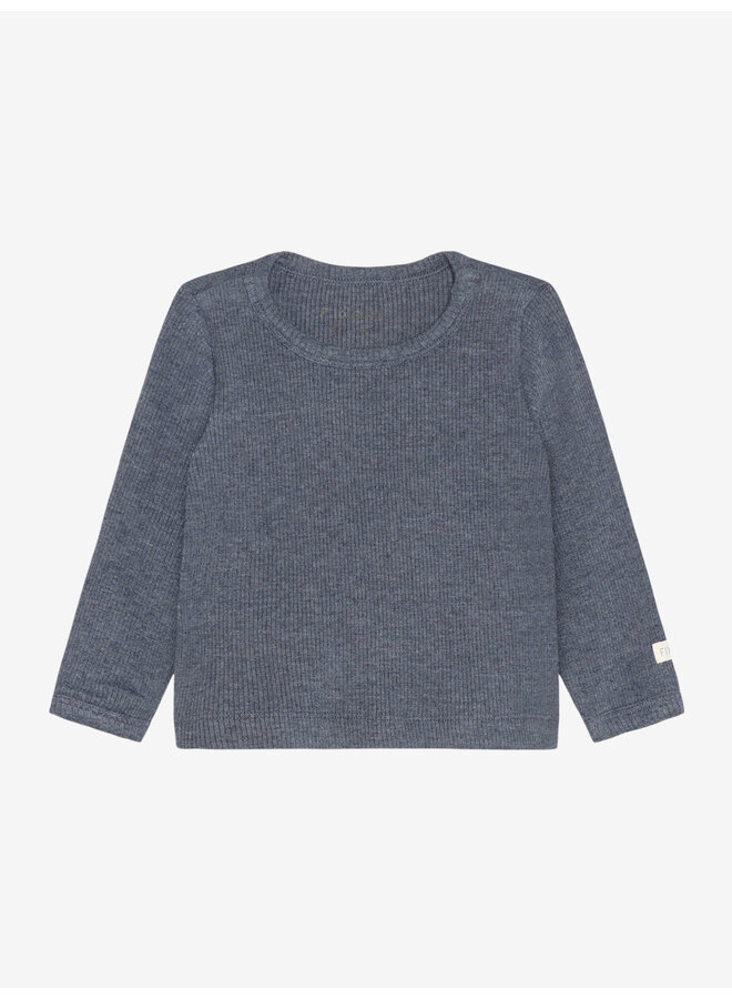 T-shirt ls melange rib - Vintage indigo melange
