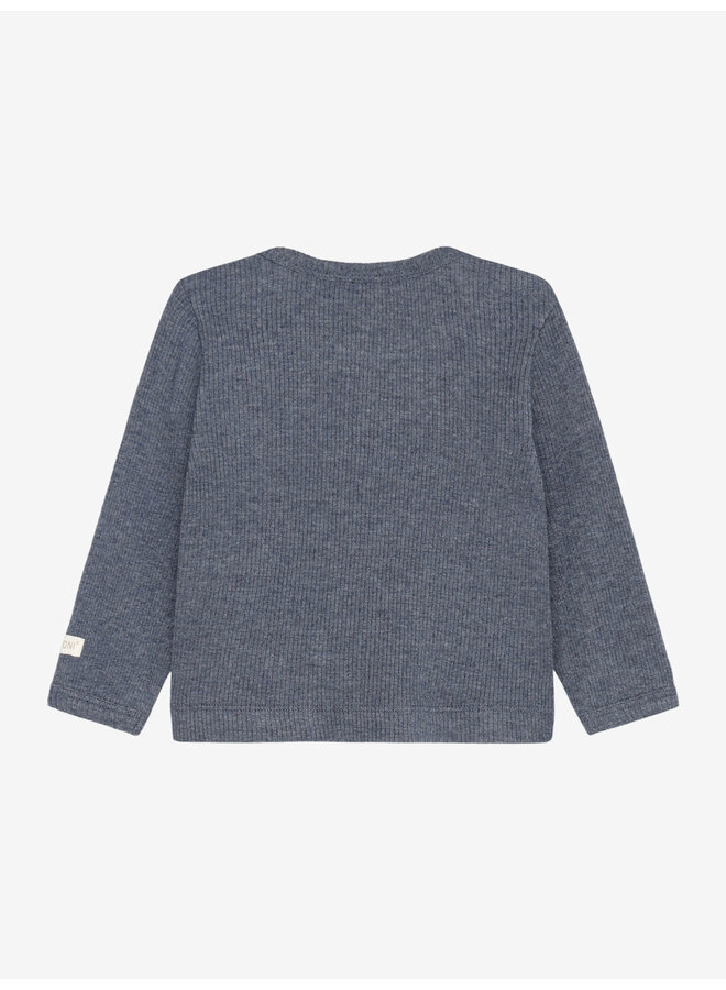 Fixoni - T-shirt ls melange rib - Vintage indigo melange