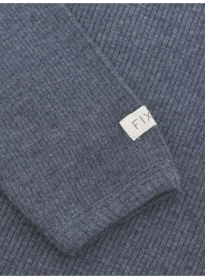 Fixoni - T-shirt ls melange rib - Vintage indigo melange