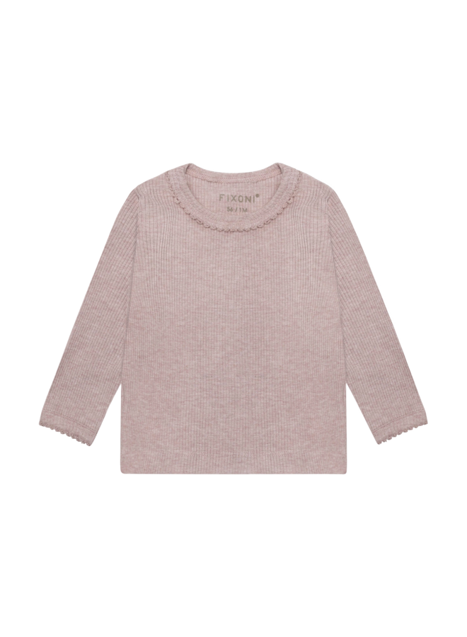 Fixoni - T-shirt ls melange rib - Pale mauve melange