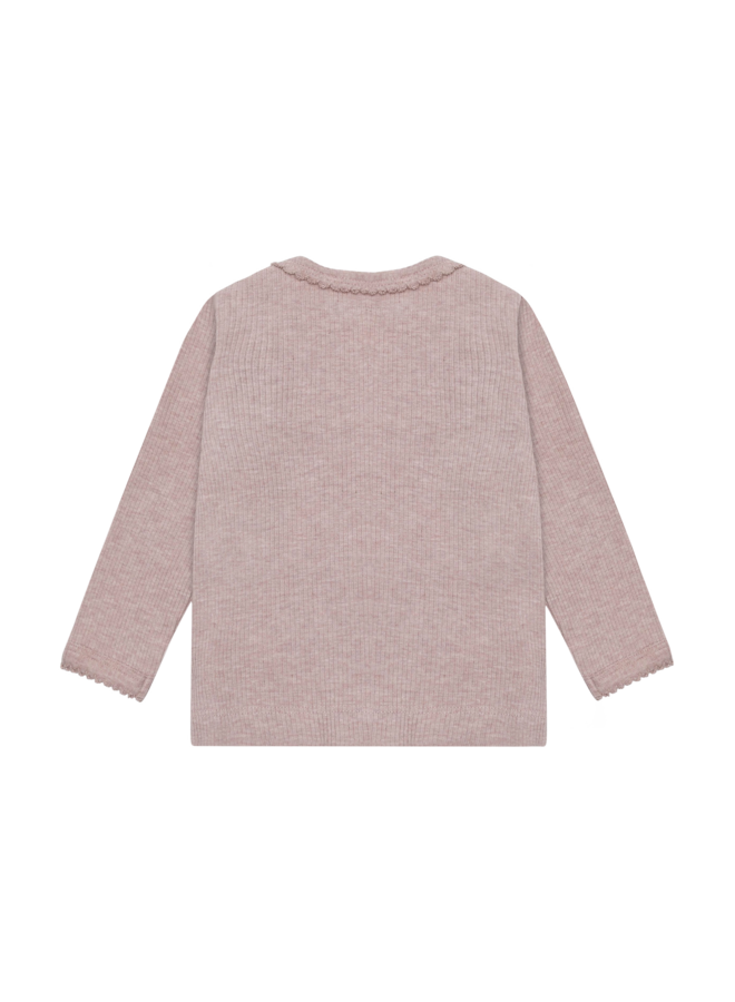 Fixoni - T-shirt ls melange rib - Pale mauve melange