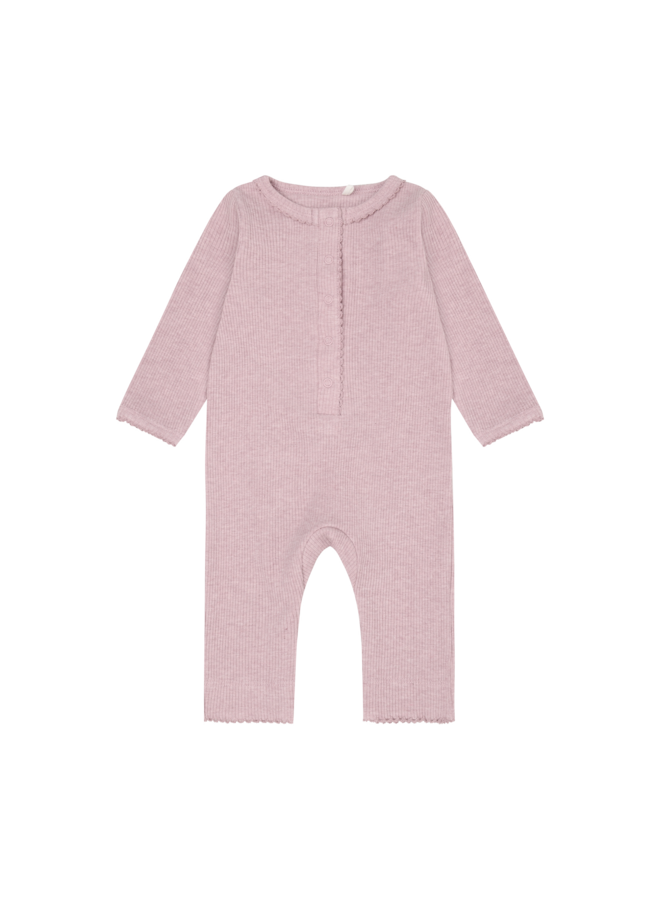 Fixoni - Romper ls melange rib - Pale mauve melange