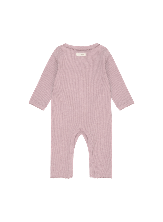 Fixoni - Romper ls melange rib - Pale mauve melange