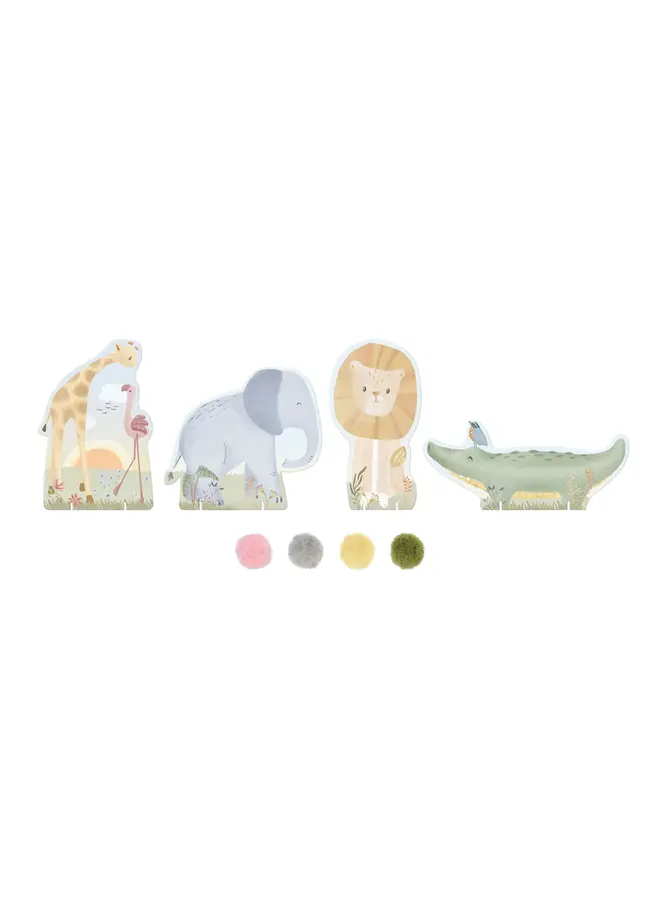 Little Dutch - Knutselset pompom - Safari friends