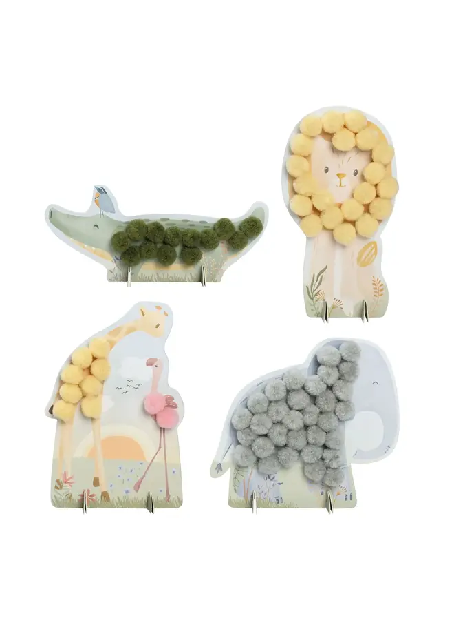 Little Dutch - Knutselset pompom - Safari friends