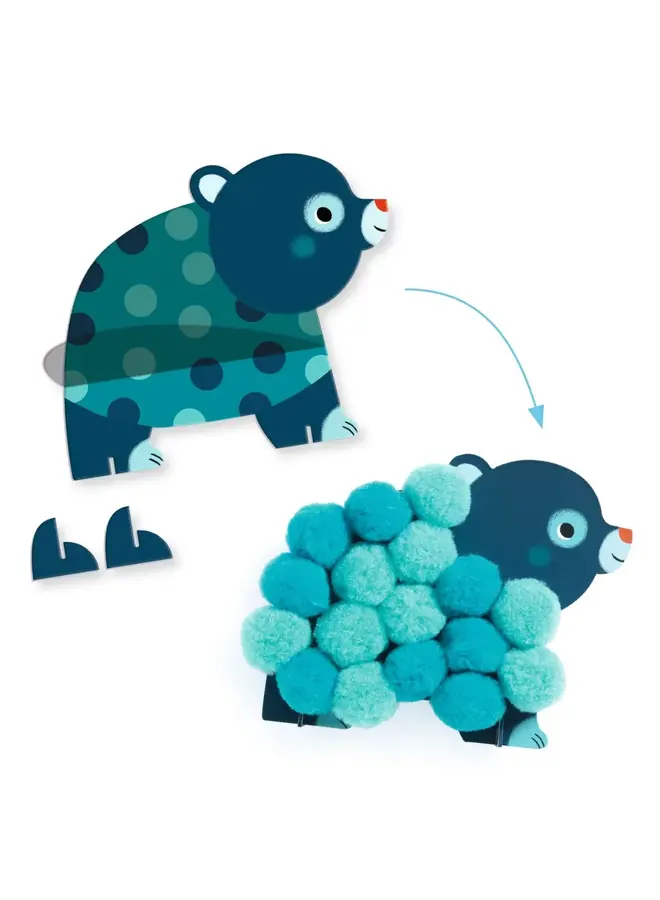Djeco - Pompomcollages - Dieren en pompomcirkels - DJ00049