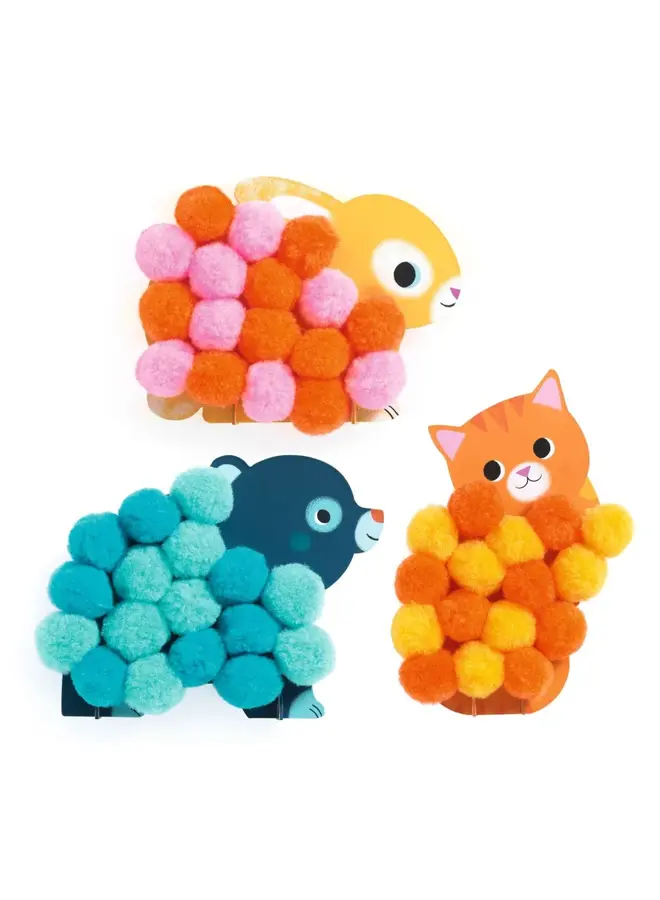Djeco - Pompomcollages - Dieren en pompomcirkels - DJ00049