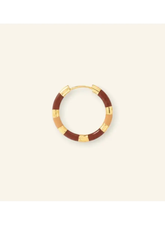 Double brown hoop oorbel