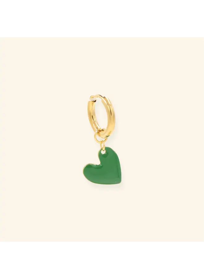 Mini heart oorbel - Green