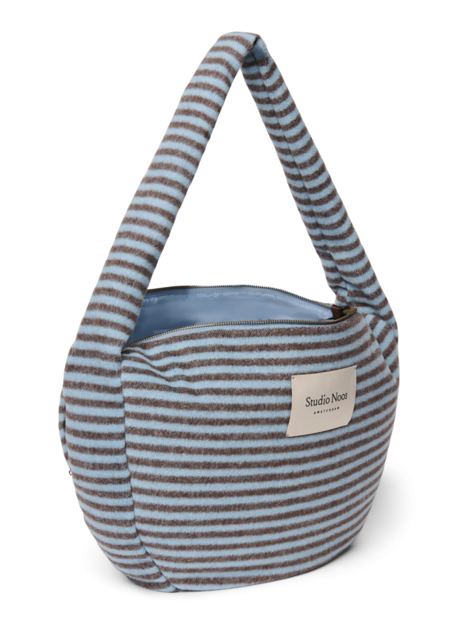Studio Noos - Stripy wool cross body bag - Light blue/Brown