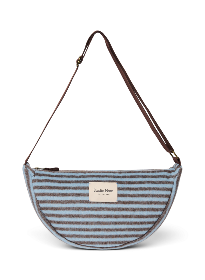 Stripy wool adult fanny pack - Light blue/Brown