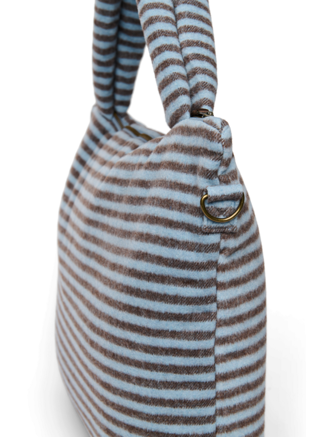 Studio Noos - Stripy wool diaper bag - Light blue/Brown