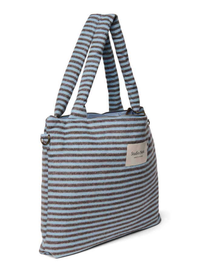 Studio Noos - Stripy wool diaper bag - Light blue/Brown