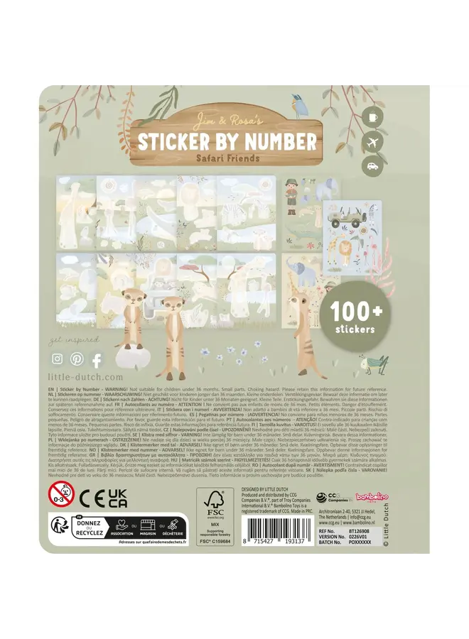 Stickerboek op nummer - Safari friends Rosa