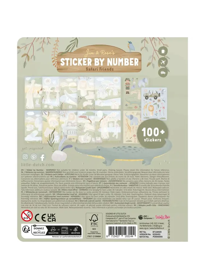 Little Dutch - Stickerboek op nummer - Safari friends Jim