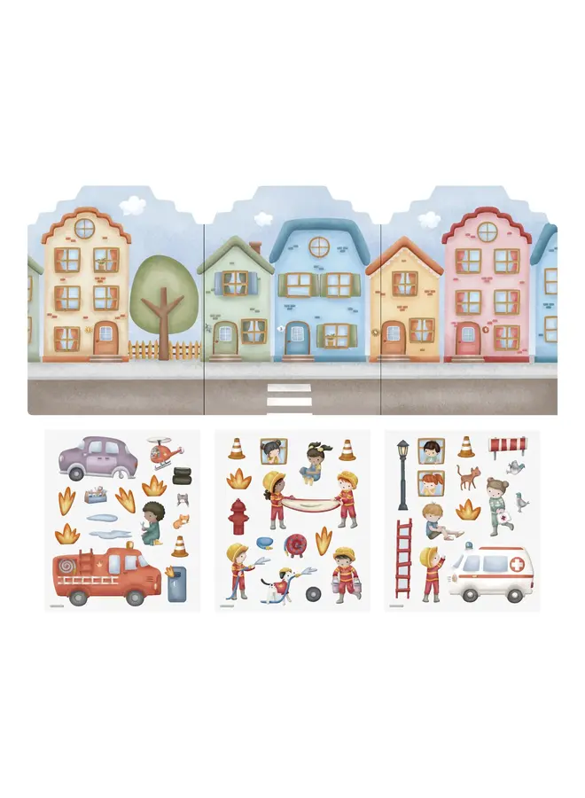 Little Dutch - Herbruikbare stickers - Jim's fire station