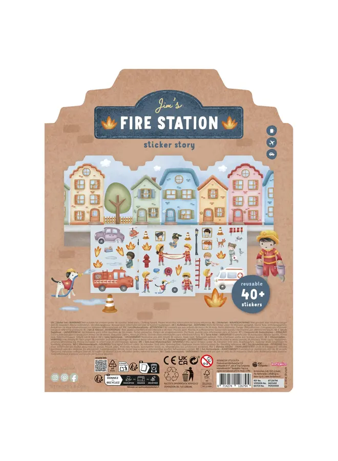 Little Dutch - Herbruikbare stickers - Jim's fire station