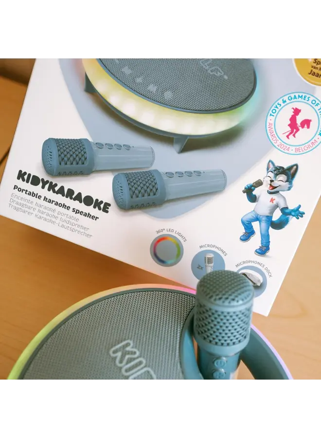 Kidywolf - Kidykaraoke karaoke luidspreker met 2 microfoons – Blauw