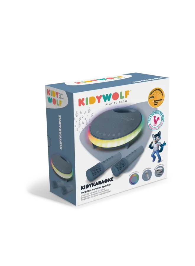 Kidywolf - Kidykaraoke karaoke luidspreker met 2 microfoons – Blauw