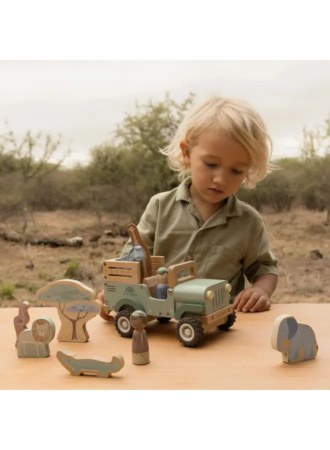 Little Dutch - Houten safari auto met dieren - Safari friends