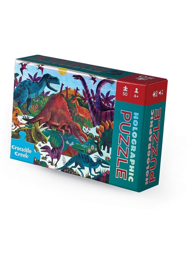 Holografische puzzel, 50 stukjes - Dinosaurussen