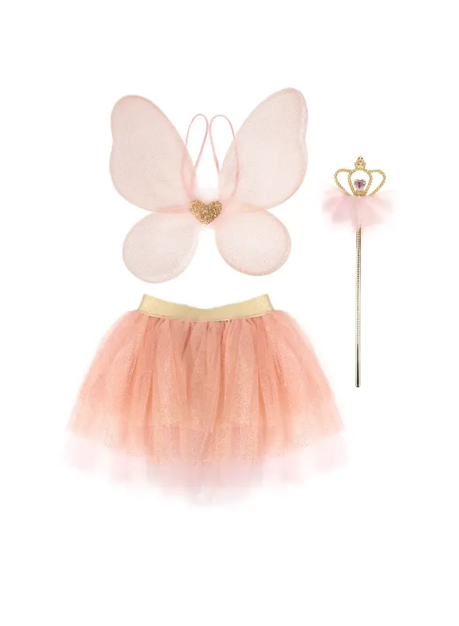 41655 Royal fairy princess skirt with wings & wand - Pink