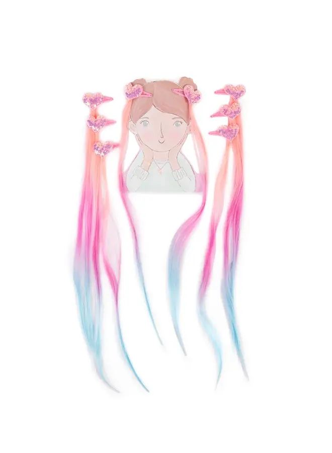 13805 Hollywood hearts hair extension set - Pastel (8 pcs)
