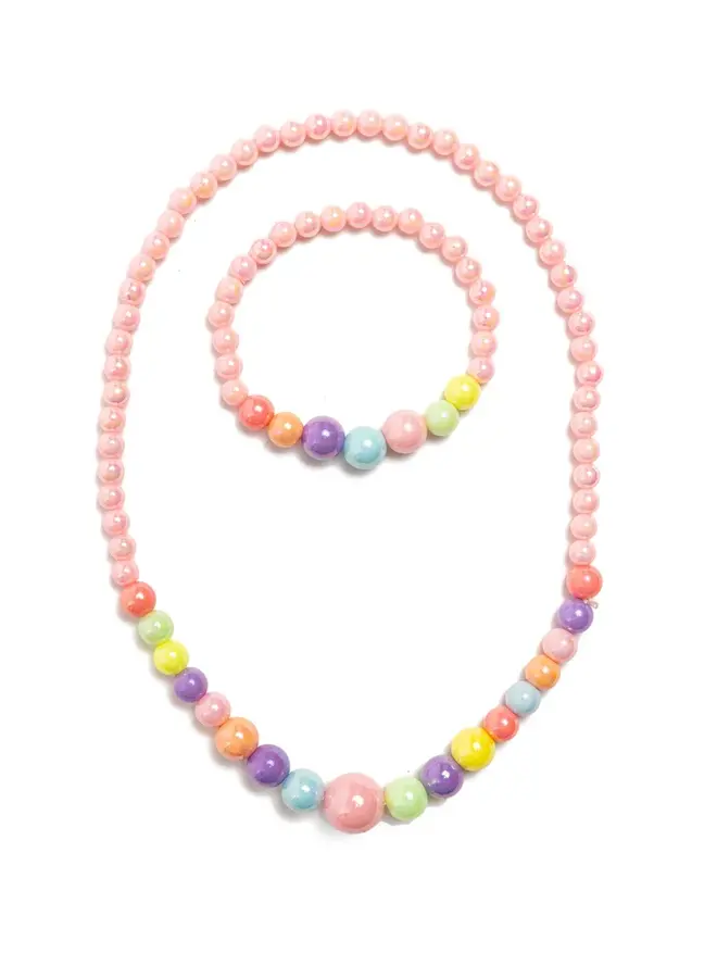 86159 Pearly pastel necklace & bracelet set
