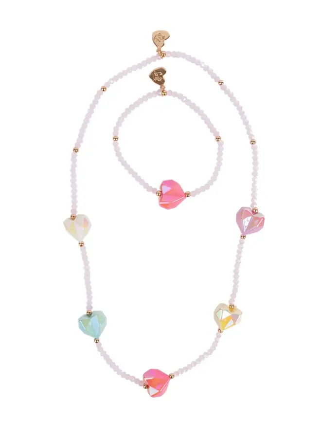 86188 Heart geode necklace & bracelet set