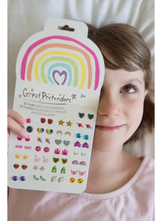Great Pretenders - 87506 Rainbow love stick-on earrings