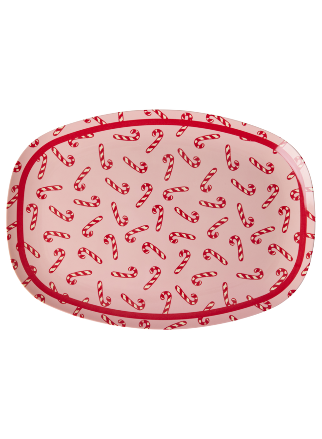 rice - Groot rechthoekig dinerbord - Candy cane