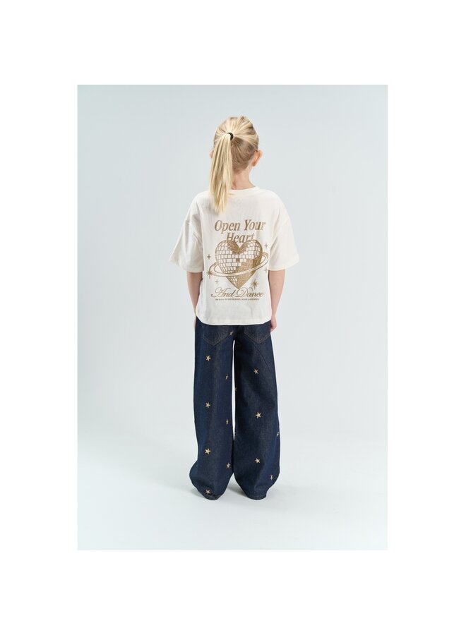 The New - Yrsa wide fit jeans - Medium blue denim AOP