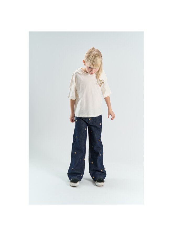 The New - Yrsa wide fit jeans - Medium blue denim AOP