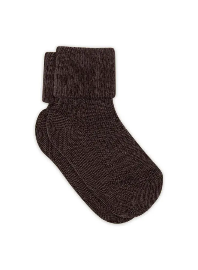Cotton rib baby socks - 541 Dark brown