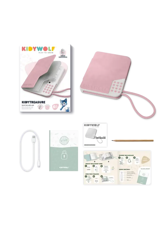 Kidywolf - Kidytreasure geheim notitieboekje met pincode - Roze