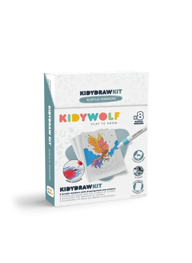 Kidywolf - Kidydraw-pad kit acrylmarkers